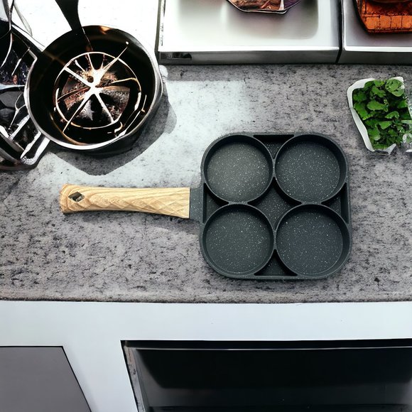 BreakFastMate 4 Hole Non-stick Frying Pan for Egg, Pancake, Steak, omelet - Picture 2 of 5